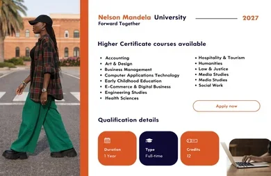 Higher Certificate courses offered at Nelson Mandela University 2027